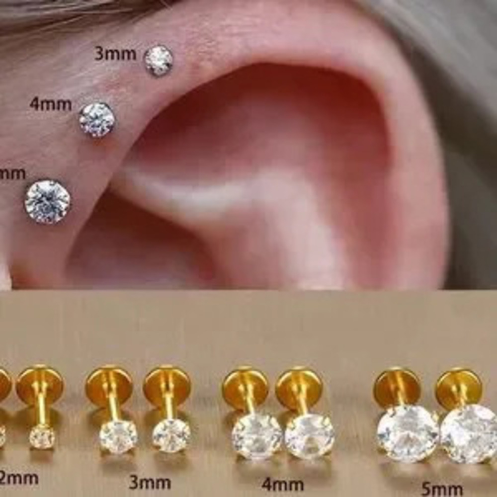 2PC 16G Helix Cartilage Conch Tragus Stud